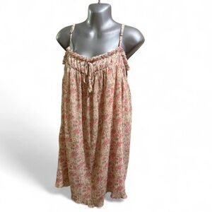 Pink Lily Floral Print Women's Dress Sz L